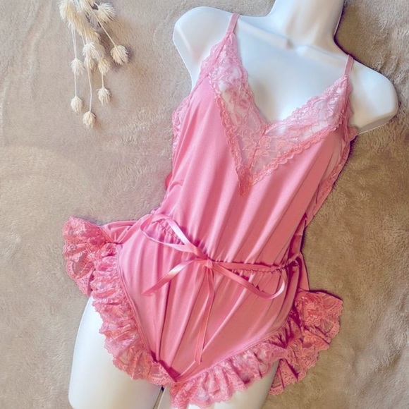 Sugar Thrillz Other - Bubblegum Pink Lace Lingerie Teddy Bodysuit